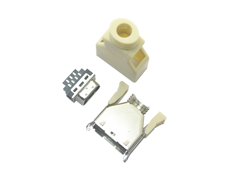 SCSI 14P公頭魚(yú)鉤型焊線式米白色連接器